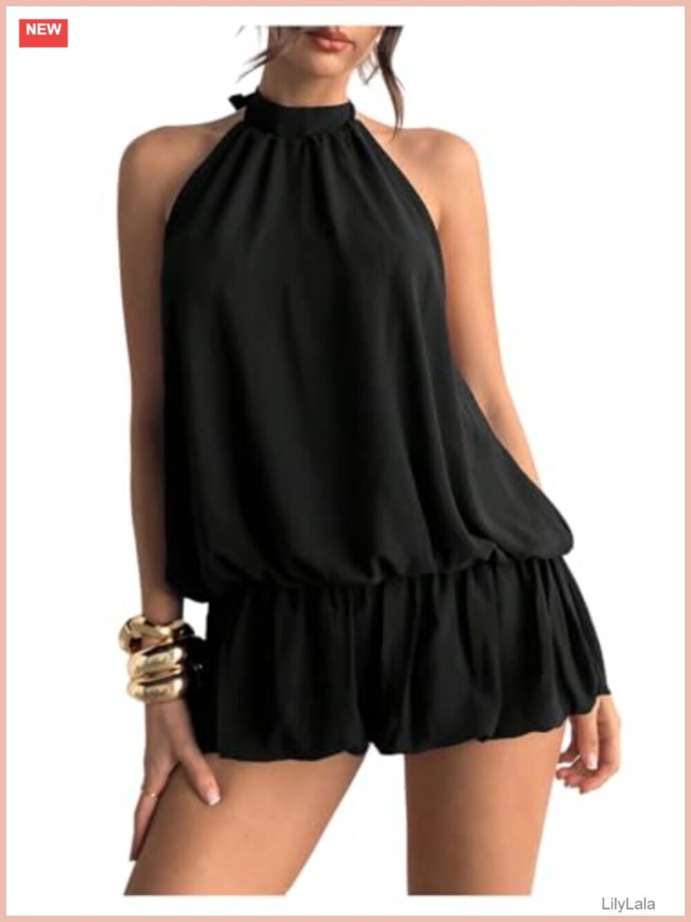 Sleeveless Backless Ruffle Bubble Hem Mesh Halter Mini Dress